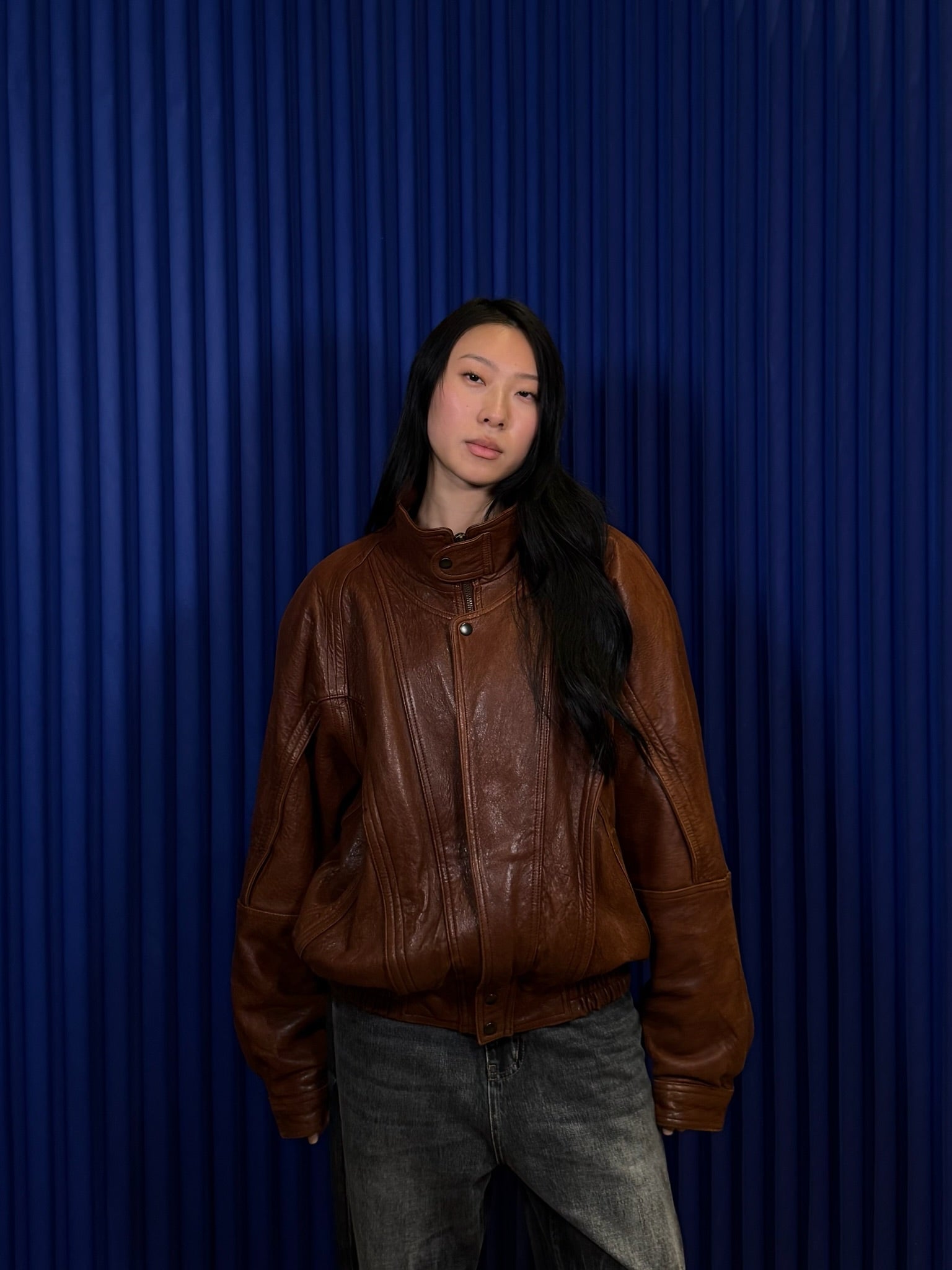 Midway Leather Bomber Jacket ‘Brown’