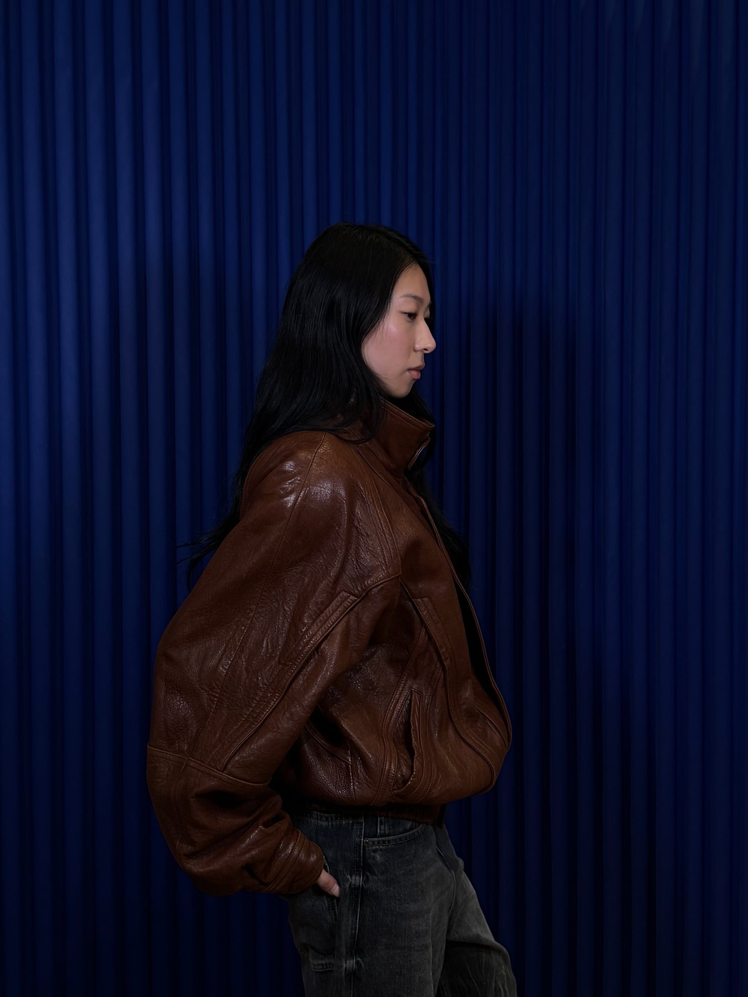 Midway Leather Bomber Jacket ‘Brown’