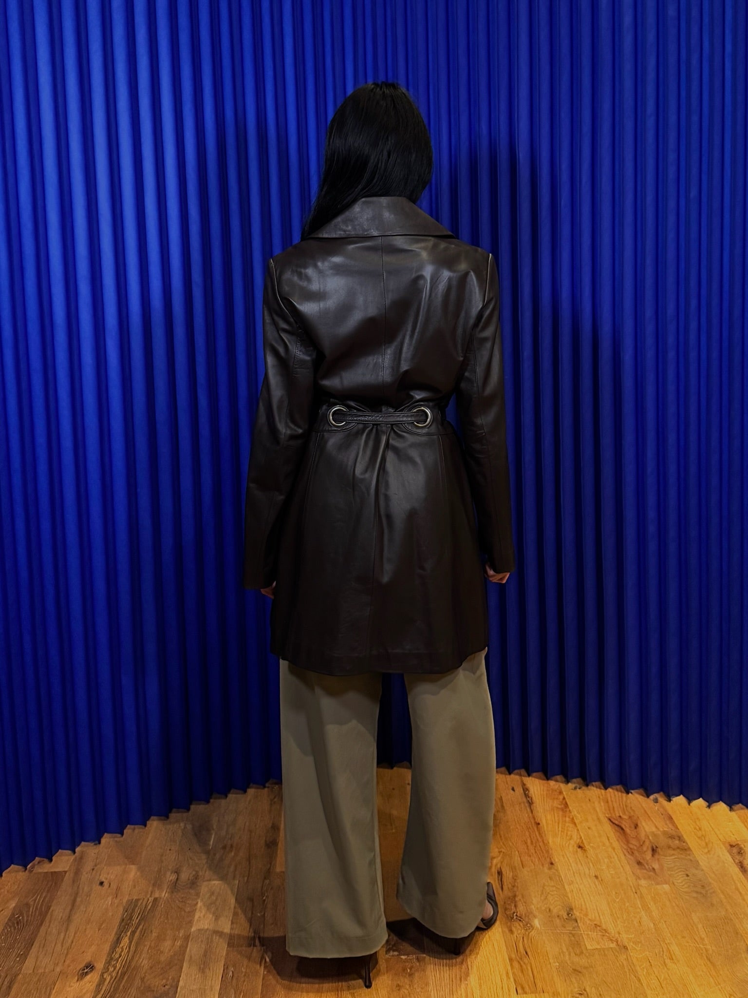 Via Spiga Belted Leather Coat