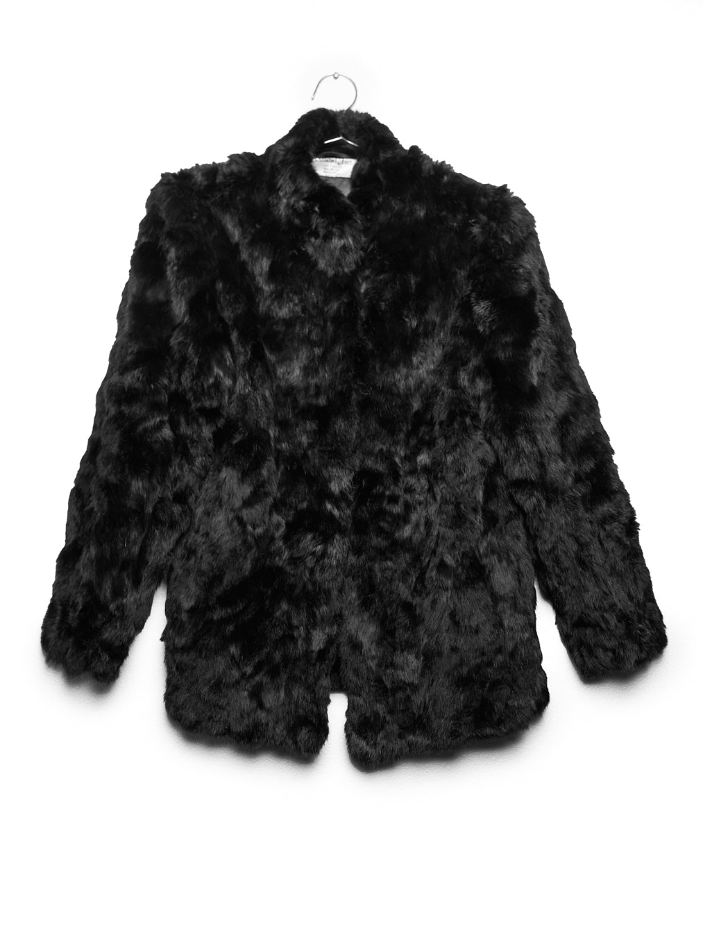 Black Rabbit Fur Mid-Length Coat
