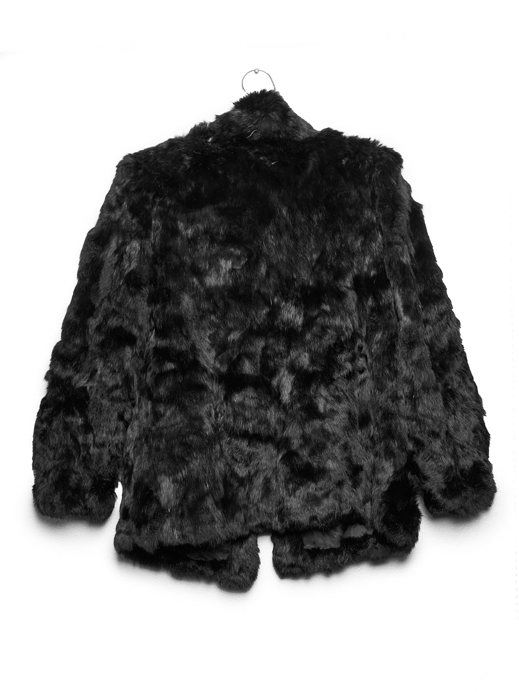 Black Rabbit Fur Mid-Length Coat