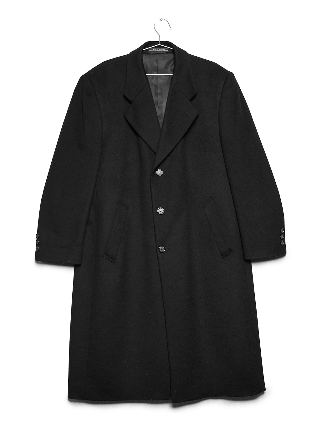 Classic Black Wool Blend Long Coat